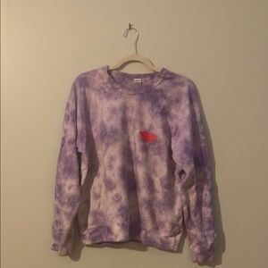 Purple Tie-Dye Sweatshirt with Red Logo